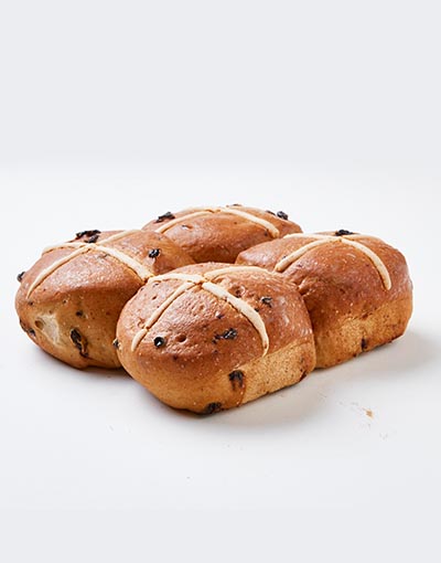 Hot cross buns on white background